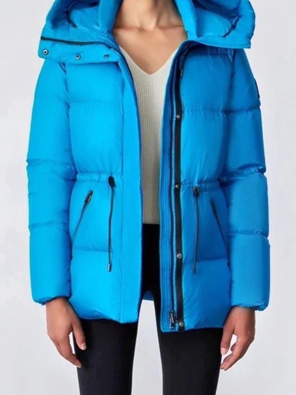 Mackage Freya in Aqua Lustrous Down Puffer Jacket Blue Puffer Jacket Like New